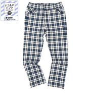 [キッズ]いつものパンツ10分丈 裏毛　レギュラー　柄 ネイビー