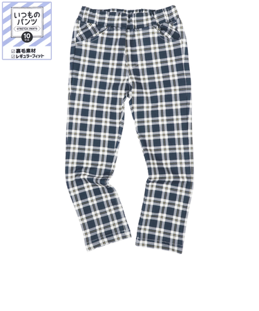 [キッズ]いつものパンツ10分丈 裏毛　レギュラー　柄 ネイビー