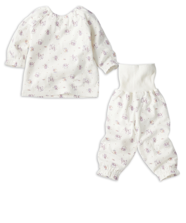 [ベビー]お着替え応援　長袖パジャマ　かぶり　アニマル　アイボリー