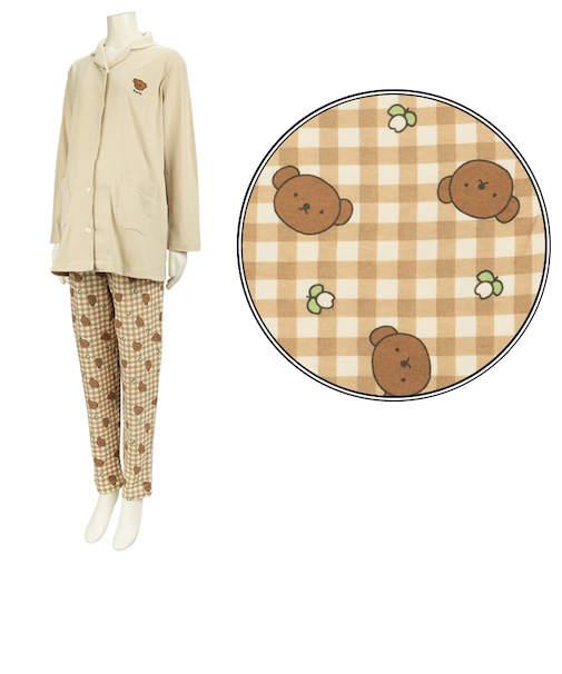 [授乳仕様]長袖パジャマ　ボリス　ベージュ