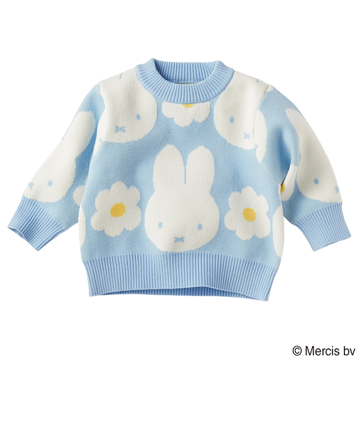 [ベビー]長袖プルオーバーニット　ミッフィー　ブルー