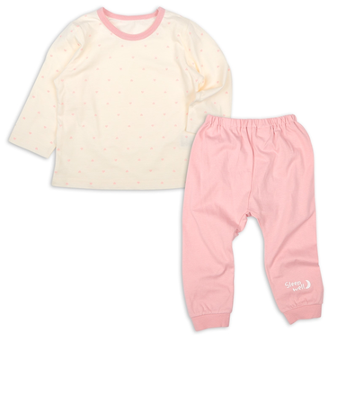 [ベビー]長袖パジャマ　ハート ピンク