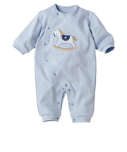 長袖　プレオール　アップリケ　ブルー