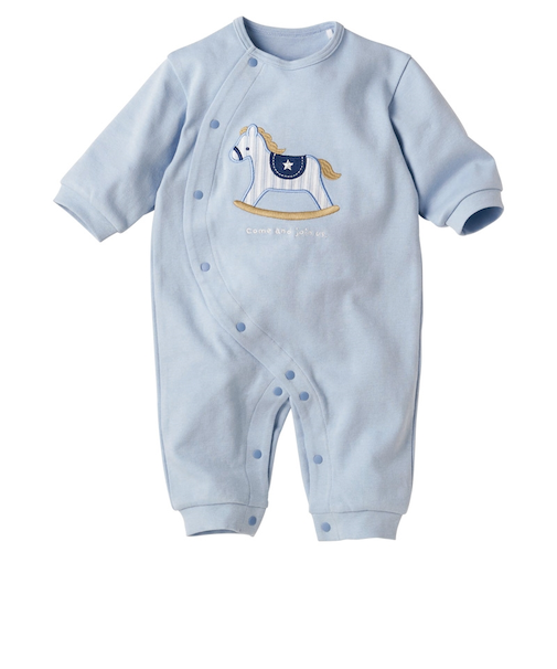 長袖 プレオール アップリケ ブルー