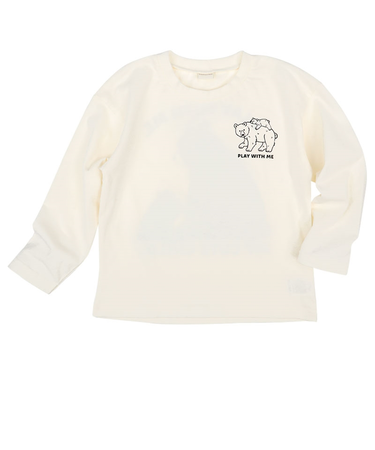 [キッズ]長袖Tシャツ　バックプリント　オフホワイト