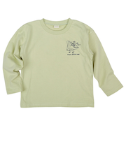 [キッズ]長袖Tシャツ　バックプリント　キミドリ