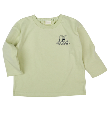 [ベビー]長袖Tシャツ　バックプリント　キミドリ