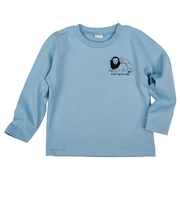 [キッズ]長袖Tシャツ　バックプリント　サックス