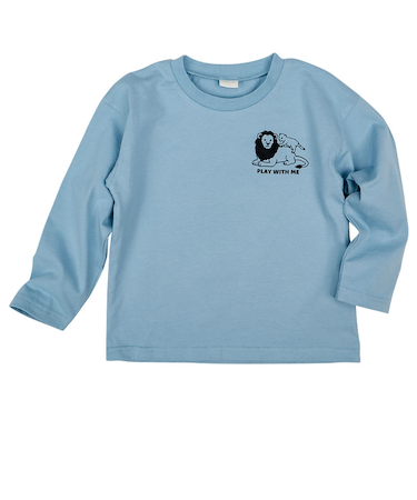 [キッズ]長袖Tシャツ　バックプリント　サックス