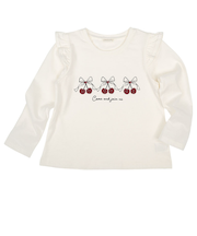 [キッズ]長袖Tシャツ　パネルプリント　オフホワイト