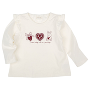 [ベビー]長袖Tシャツ　パネルプリント　オフホワイト