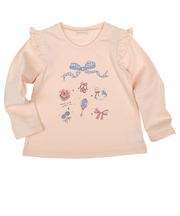 [キッズ]長袖Tシャツ　パネルプリント　ピンク