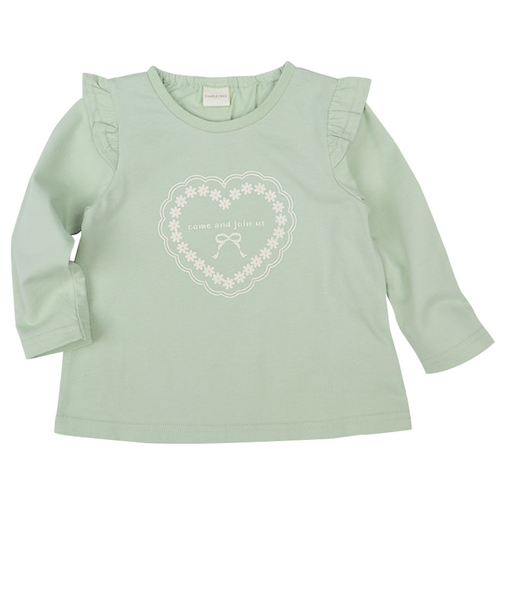 [ベビー]長袖Tシャツ　パネルプリント　ペパーミント