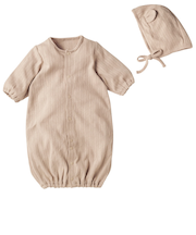 長袖ドレスオール　ボンネット付　ベージュ