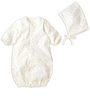 長袖ドレスオール　ボンネット付　サックス