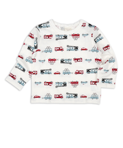 [ベビー]長袖　Tシャツ　総柄　レッド