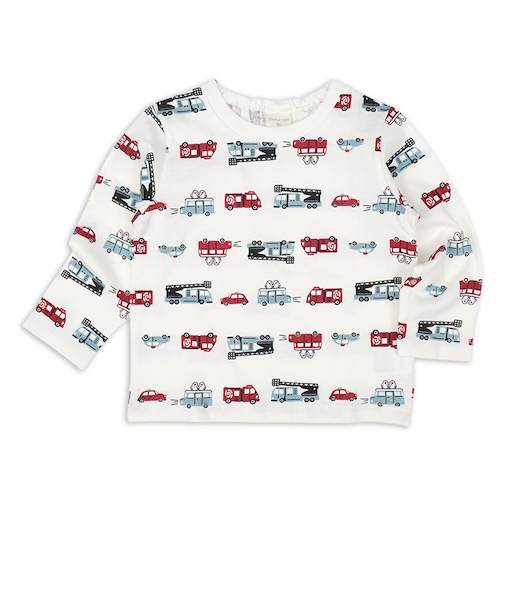 [ベビー]長袖　Tシャツ　総柄　レッド