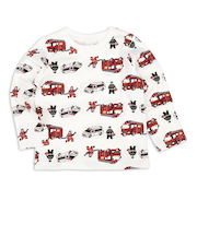 [キッズ]長袖　Tシャツ　総柄　レッド