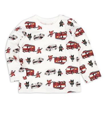 [キッズ]長袖　Tシャツ　総柄　レッド