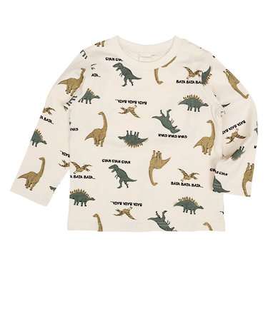 [キッズ]長袖　Tシャツ　総柄　ベージュ