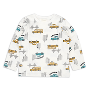 [キッズ]長袖　Tシャツ　総柄　ブルー