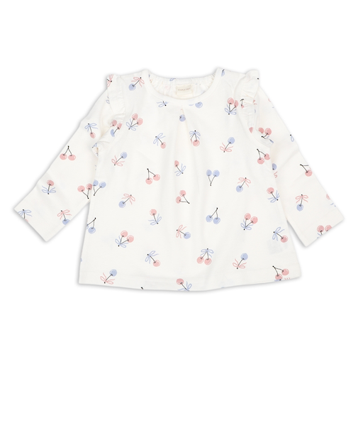 [ベビー]長袖　Tシャツ　総柄　ピンク