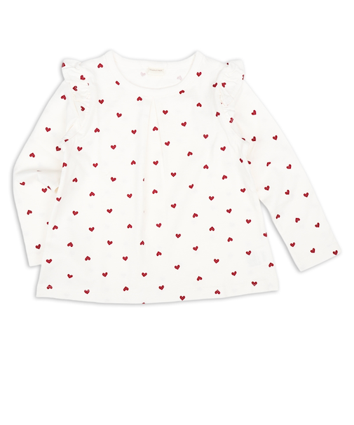 [キッズ]長袖　Tシャツ　総柄　レッド