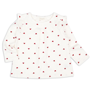 [ベビー]長袖　Tシャツ　総柄　レッド