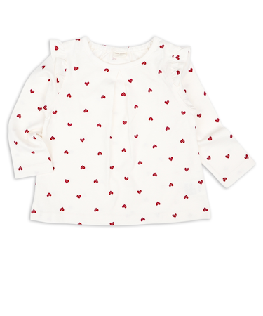 [ベビー]長袖　Tシャツ　総柄　レッド