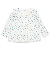 [キッズ]長袖　Tシャツ　総柄　ブルー