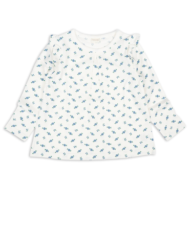 [キッズ]長袖　Tシャツ　総柄　ブルー