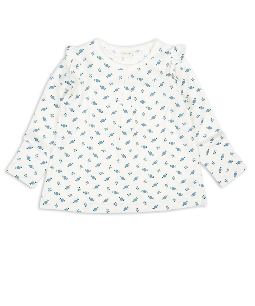 [キッズ]長袖　Tシャツ　総柄　ブルー