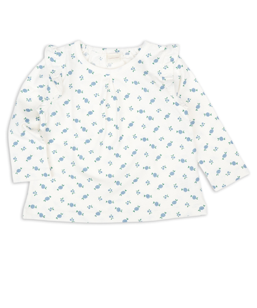 [ベビー]長袖　Tシャツ　総柄　ブルー