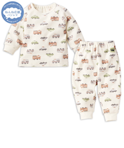 [ベビー]ねんね応援　長袖　パジャマ　くるま　アイボリー