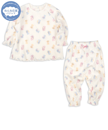 [ベビー]ねんね応援　長袖　パジャマ　ぬいぐるみ　アイボリー