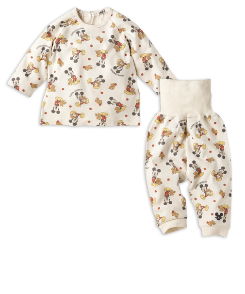 [ベビー]長袖パジャマ　ミッキー　アイボリー