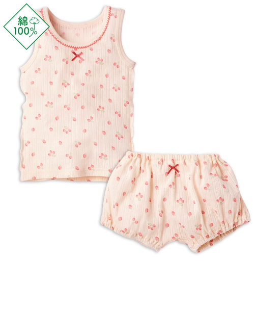 [ベビー]セットアップインナー　タンクトップ　イチゴ　ピンク
