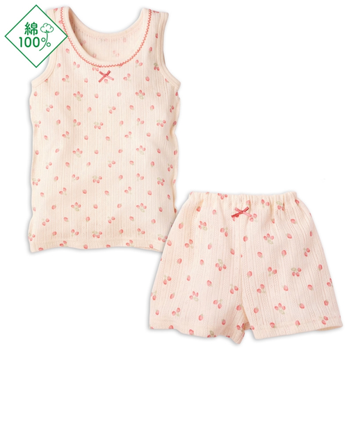 [キッズ]セットアップインナー　タンクトップ　イチゴ　ピンク