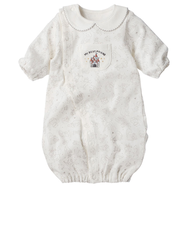 長袖ドレスオール　やわらか　ディズニー　クリーム