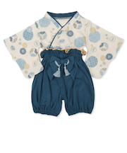 [ベビー]タッセル付き袴セットアップオール ブルー