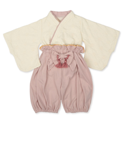 [ベビー]タッセル付きレース袴セットアップオール ピンク