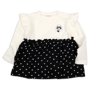 [ベビー]長袖Tシャツ　胸切替　ディズニー　ブラック