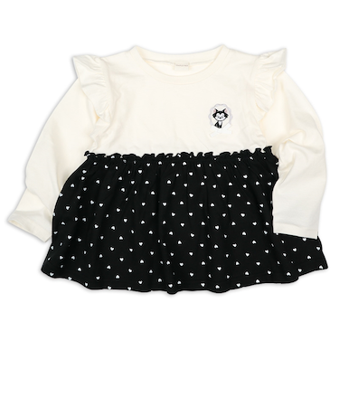 [キッズ]長袖Tシャツ　胸切替　ディズニー　ブラック