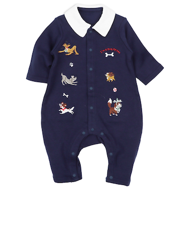 長袖　プレオール　襟付き　刺繍モチーフ　いぬ