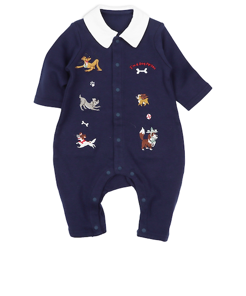 長袖　プレオール　襟付き　刺繍モチーフ　いぬ