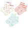 [キッズ]ショートソックス3足組　ハート総柄　オフホワイト