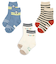 [キッズ]クルーソックス3足組　ぱんだ　ブルー