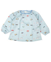 スモック　はっ水加工　サックス