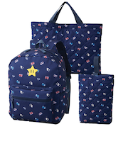 3点セット(リュック・レッスンバック・シューズケース くるま ネイビー