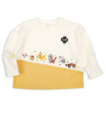 [ベビー]長袖Tシャツ　切替　ディズニー　アイボリー